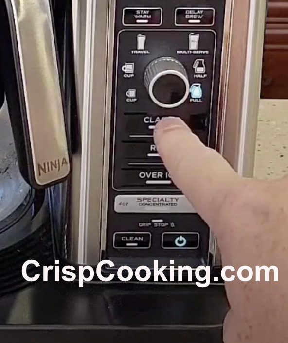 Press Classic Brew button on Ninja Coffee maker