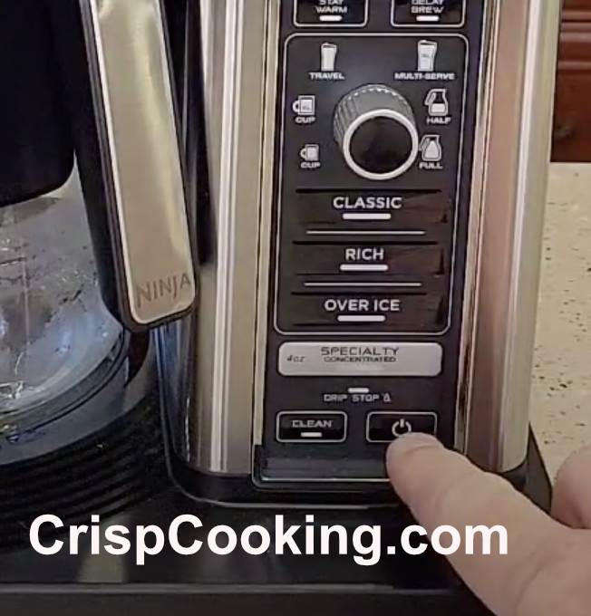 Press Start Button to clean Ninja Coffee Maker